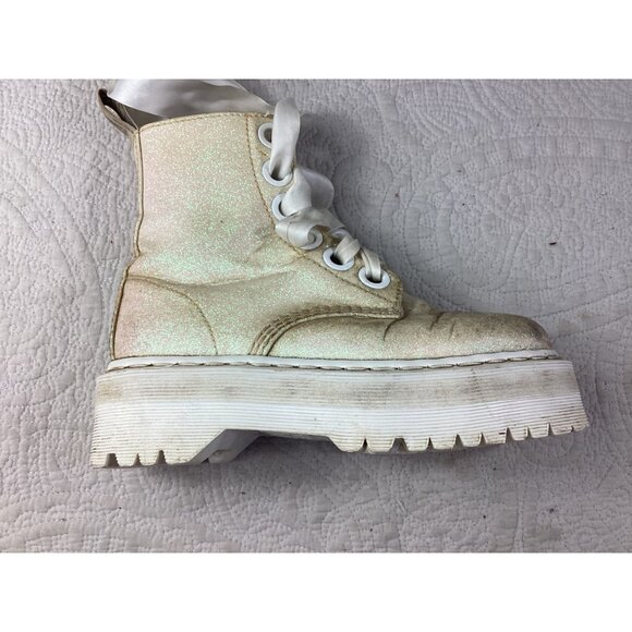 Dr. Doc Martens Womens Molly Glitter Platform Boots W/ White Satin Laces*size 6 - Picture 5 of 16